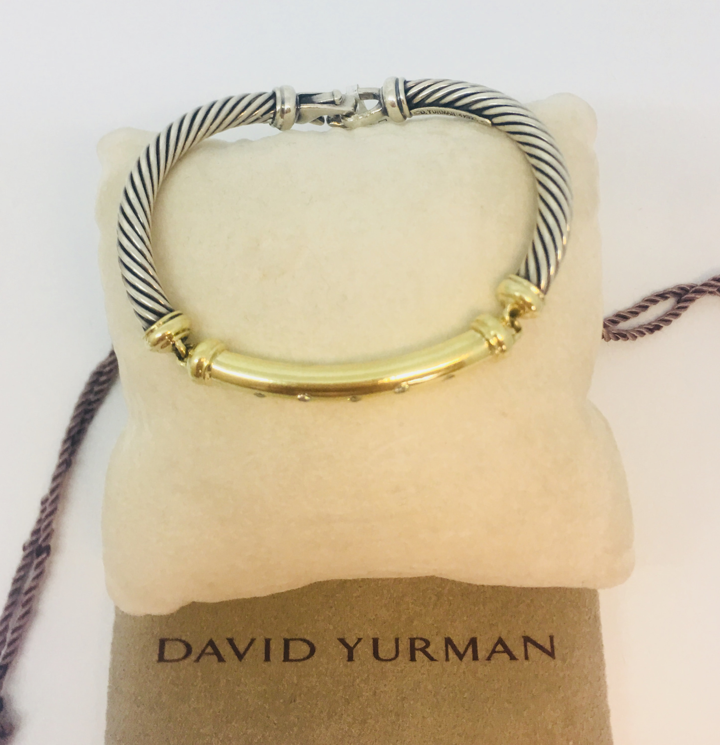 DAVID YURMAN 5mm sterling silver 14k gold metro collection bracelet.
